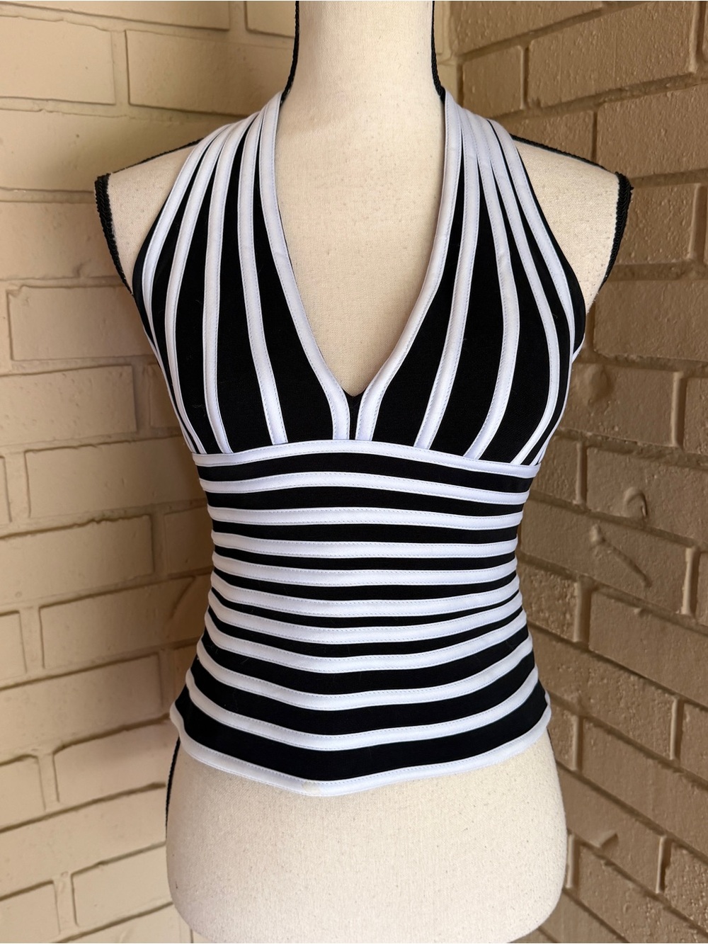 Vintage Cache Halter Top Y2K 90s Black Stretch Going Out Formal Cocktail Party 6